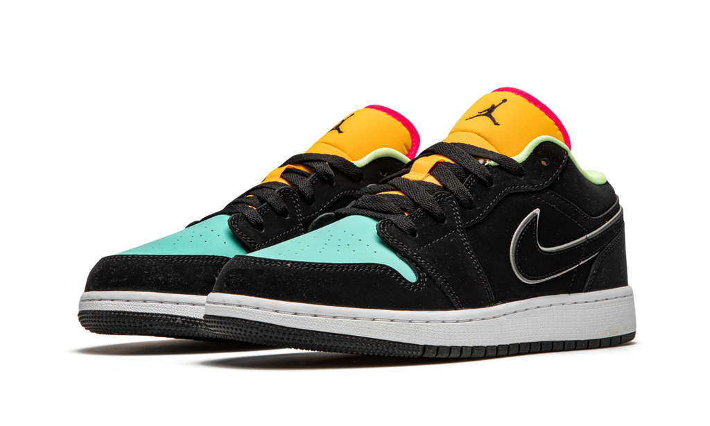 Jordan 1 Low Black Aurora Green Laser Orange 